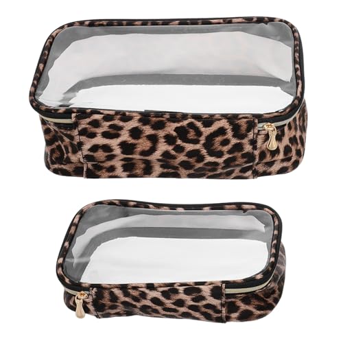 OSOLADY 2stücke Reise-kulturbeutel Mit Leopardenmuster Wasserdichter Transparenter Kosmetiktasche Für Damen Große Kapazität Für Toilettenartikel Und Reisen von OSOLADY