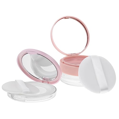 OSOLADY 2Stücke Tragbare Lose Pulverbehälter mit Spiegel Elastische Netz Puderbox für Kosmetik Kleiner Handtaschen Organizer für Makeup für Unterwegs und Reisen von OSOLADY
