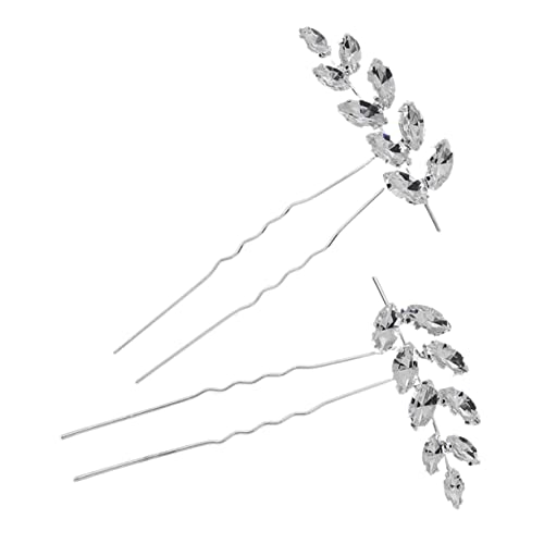 OSOLADY 2Stücke U Förmige Haarspangen Haarschmuck Accessoire für Damen für Hochzeiten Partys und Besondere Anlässe Silberfarbene Haarnadeln mit Rhinestone von OSOLADY