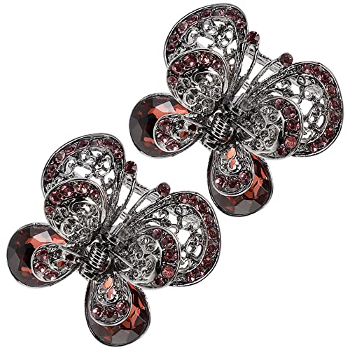 OSOLADY 2Stücke Vintage Haarspangen für Damen Schmetterlings Haarklammern mit Kristallen Eleganter Haarschmuck für Jede Frisur für Dickes und Dünnes Haar von OSOLADY