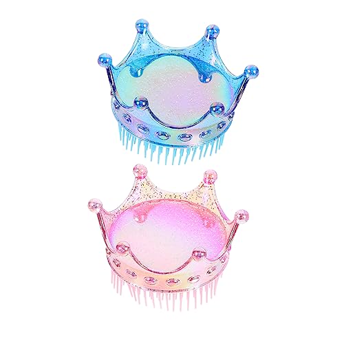 OSOLADY 2pcs Kinder Mädchen Haar Pinsel Entwirren Haar Kamm Krone Form Kamm Kinder (gelegentliche Farbe) von OSOLADY