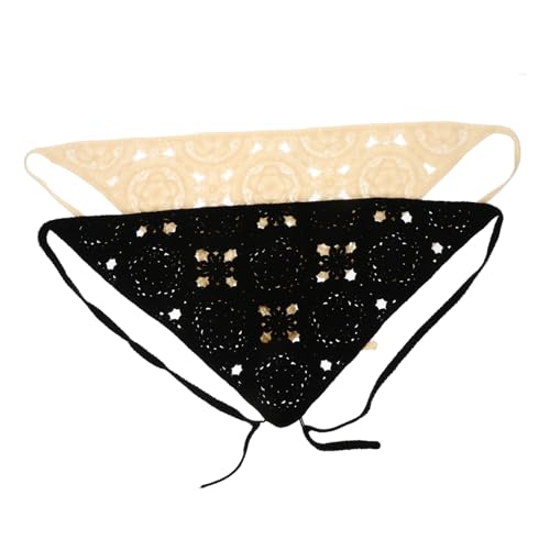 OSOLADY 2st Gestrickter Dreiecksschal Kapuzenhandtuch Dreieckstuch Kopfschmuck Haarschmuck Stirnband Kopftuch Hakennägel Haartuch Gehäkeltes Bandana Für Frauen Gehäkeltes Haarbandana Stoff von OSOLADY