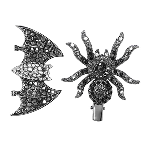 OSOLADY 2stücke Halloween Haarklammern Mit Kristallen Spider Bat Haarspangen Für Damen Gothic Und Punk Stil Kostümaccessoires Für Halloween-partys von OSOLADY