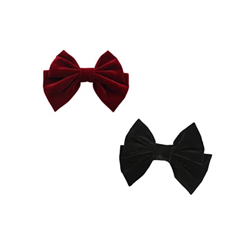 OSOLADY 2stücke Große Schleifen-haargummis Für Damen Weich Und Elastisch Für Jeden Anlass Weinrot Und Schwarz Haarschmuck-accessoires Für Alltag Und Besondere Anlässe von OSOLADY