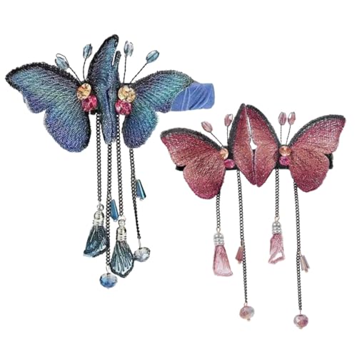 OSOLADY 2 Stücke Schmetterlings Haarspangen für Damen Quasten Haarclip aus Metall Haaraccessoire für Hochzeiten und Festliche Anlässe von OSOLADY