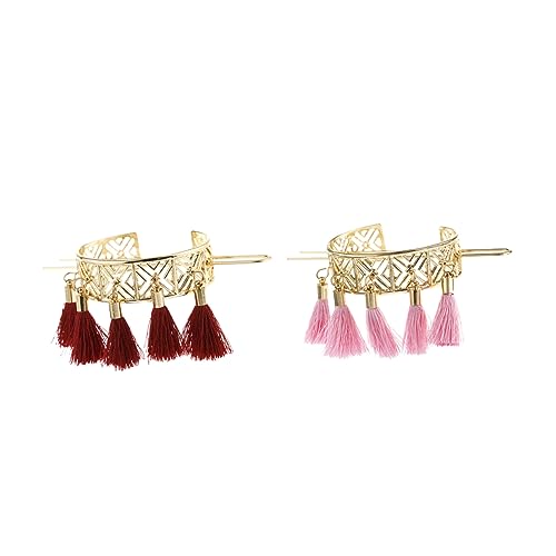 OSOLADY 2stücke Haarspange Dutt Haarstab Haarschmuck Frauen Dutt Halter Haar Stick Vintage Haar Zubehör Quasten Manschette von OSOLADY