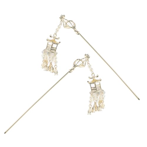 OSOLADY 2stücke Haarstäbchen Im Antiken Stil Mit Quaste Chinesische Haaraccessoires Für Langes Haar Metall-laternenanhänger Für Damen-haarstyling Chignon-haarnadeln Für Verschiedene Frisur von OSOLADY