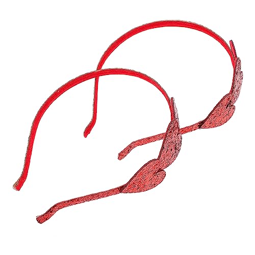 OSOLADY 2stücke Herz Haarreifen Mit Pailletten Rote Herz Design Kopfschmuck Für Mädchen Party Und Freizeit Tragen von OSOLADY