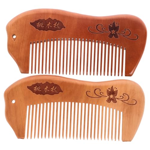 OSOLADY 2stücke Holzhaarbürste Antistatischer Kamm Aus Pfirsichholz Für Langes Dickes Haar Für Damen Und Herren Zum Entwirren Und Stylen Hochwertiges Pflegezubehör von OSOLADY