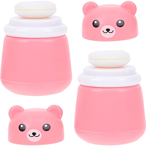 OSOLADY 2stücke Puderdose Für Babypuder Mit Cartoon Bärenmuster Behälter Für Talkumpuderquaste Empfindliches Material Großes Fassungsvermögen Für Junge Mädchen von OSOLADY