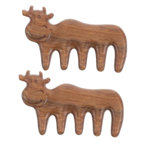 OSOLADY 2stücke Sandelholz Kamm Cartoon Kuh Design Breitzahn Massagekamm Für Männer Und Praktisch Für Haarstyling Und Kopfhautmassage Leicht Und Tragbar Für Zuhause Und Unterwegs von OSOLADY