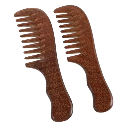OSOLADY 2stücke Sandelholz-haarkamm Mit Breiten Zähnen Für Damen Und Herren Ergonomischer Griff Zum Entwirren Von Locken Und Langem Haar Kopfhautmassagegerät Aus Holz Für Salon Und von OSOLADY