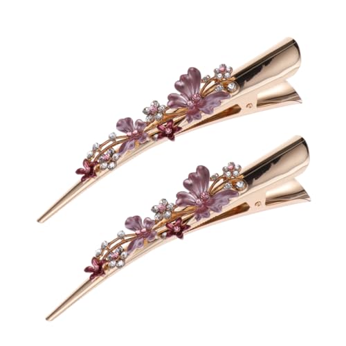 OSOLADY 2stücke Vintage Metall Haarnadeln Mit Strass Blumen Für Mädchen Entenkrallen-clips Als Haarschmuck Für Damen Pferdeschwanzhalter Haarspangen-accessoires Strasssteinen von OSOLADY