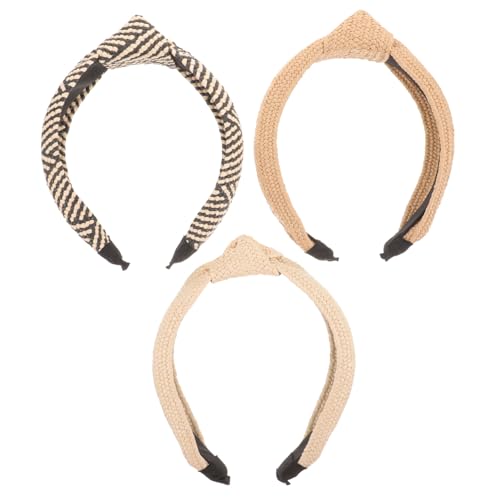 OSOLADY 3 Stücke Breite Geknotete Stirnbänder Damen für Strand Party Reisen Gewebte Stroh Kopfschmuck von OSOLADY