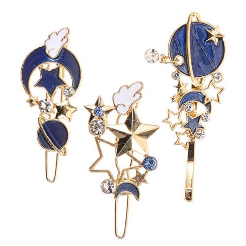 OSOLADY 3 Stück Geometrische Haarklammern für Mädchen Stilvolle Haarspangen mit Stern und Mondmotiven als Haarschmuck für Passend zu Verschiedenen Frisuren und Outfits von OSOLADY