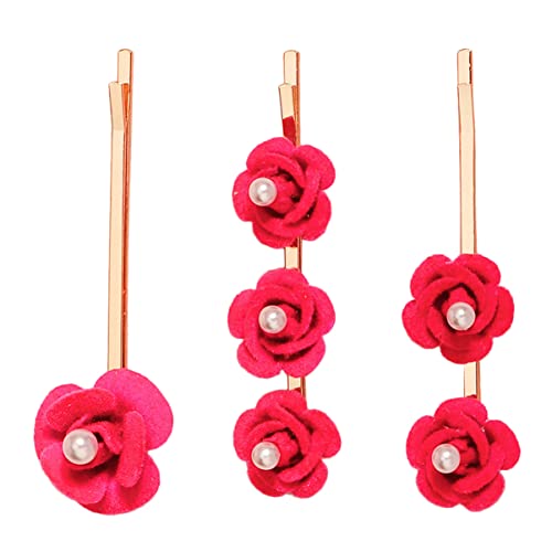 OSOLADY 3stücke Teiliges Haarspangen Mit Perlen Elegante Haarschmuck Für Hochzeiten Partys Und Alltag Rosa Blumendesign Für Frauen Und Bräute von OSOLADY