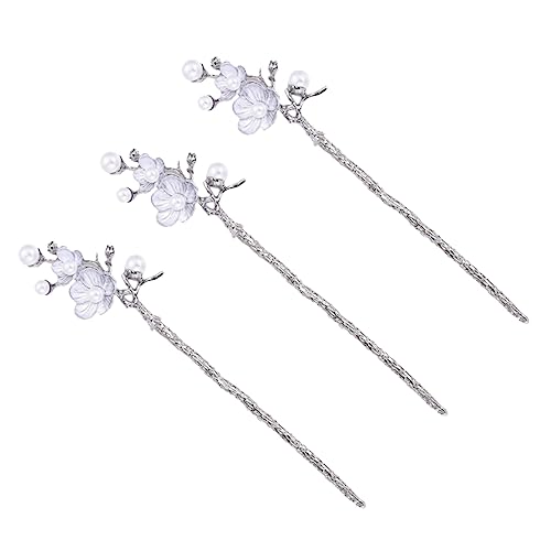 OSOLADY 3 Stück Teiliges Perlen Haarstäbchen für Damen Vintage Haarschmuck mit Blumenmuster Haarnadeln für Hochzeiten und Festliche Anlässe von OSOLADY