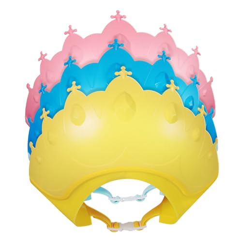OSOLADY 3 Stück Wasserdichte Duschhaube mit Ohrenschutz Verstellbare Badehaube für Junge Mädchen Haarewaschen Schutz für Haare in Blau und Gelb Augenschutz für Beim Haarewaschen von OSOLADY