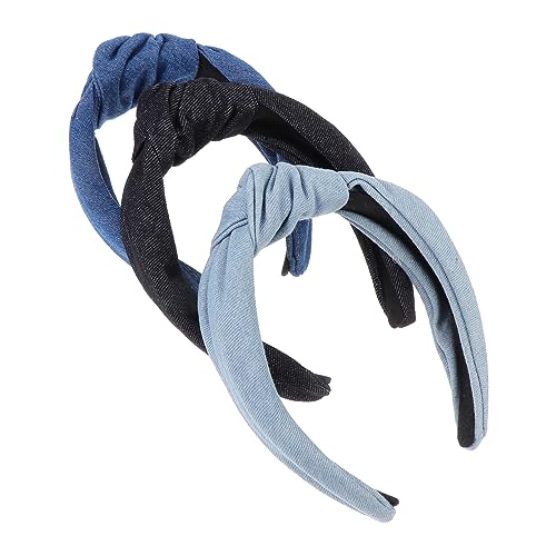 OSOLADY 3stücke Damen Stirnbänder Aus Jeansstoff Haarreifen Mit Knoten-design Für Verschiedene Anlässe Stilvolle Haaraccessoires Für Frauen von OSOLADY