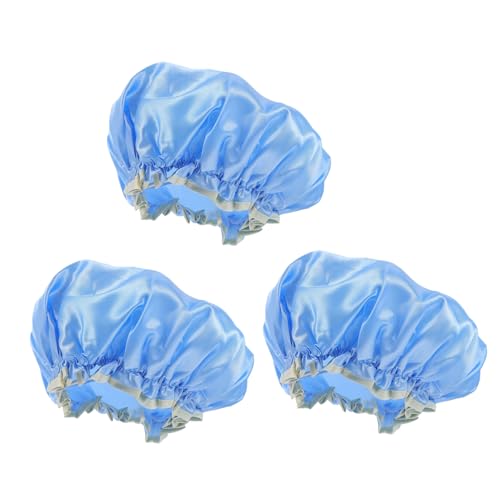 OSOLADY 3 Teilige Doppelschichtige Wasserdichte Duschhaube Netzdamm Abflussbarriere Trockene Duschhaube Duschhaube Für Damen Schwarze Duschhaube Doppelte Satin Duschhaube Frucht von OSOLADY