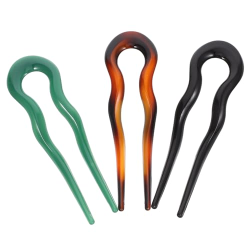 OSOLADY 3-teiliges U-förmiges großes französisches Haarnadel-Set Vintage-Haarstäbe für Frauen schicke Haarnadeln aus Kunstharz für Dutts und Brautstile OSOLADY 3-teiliges U-förmiges großes französisches Haarnadel-Set Vintage-Haarstäbe für Frauen schicke Haarnadeln aus Kunstharz für Dutts und Brautstile von OSOLADY