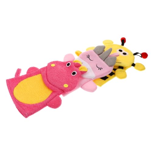 OSOLADY 3Stücke Badhandschuhe Cartoon Badehandschuhe Für Kleinkinder Und Junge Mädchen Weiche Badewäsche Mit Reinigungsschwamm Für Sanftes Waschen Und Peeling von OSOLADY