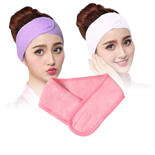 OSOLADY 3stücke Gesichtsstirnband Aus Baumwolle Stretch-wickelkopf Für Spa Und Make-up Lang in Weiß Anpassungsband Für Haare Gesicht von OSOLADY