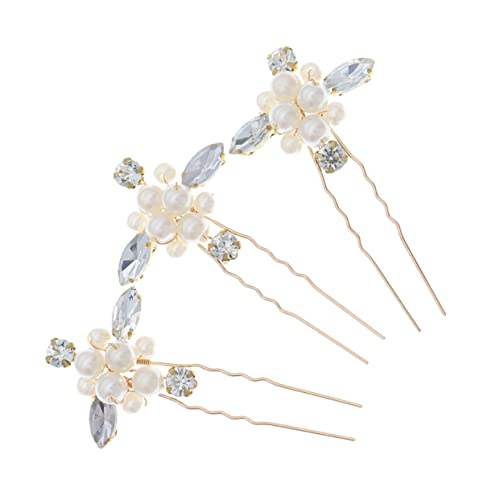 OSOLADY 3stücke Haarnadeln Mit Strassblumen Für Frauen U-form Haarpin Für Braut Und Brautjungfern Hochzeits Und Partyhaarschmuck von OSOLADY