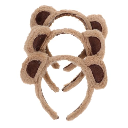 OSOLADY 3stücke Bärenohren Stirnband Flauschiges Plüsch Tierhörner Haarband Mädchen Frauen Party Cosplay Dekor Bärenstirnband Tierohren Stirnband von OSOLADY
