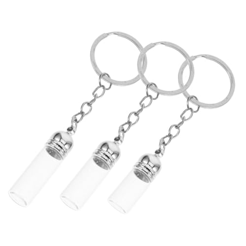 OSOLADY 3stücke Glasflasche Anhänger Für Ätherische Öle Transparente Schlüsselanhänger Mit Silbernen Kappen Für Diy- Und von OSOLADY