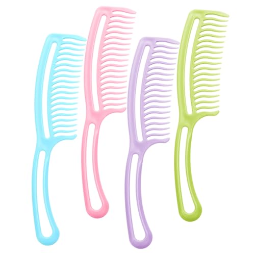 OSOLADY 4 Stck Teiliges Haarkamm mit Griff Wellenzähne Design Sanft Entwirrend Vielseitig für Verschiedene Haartypen Leicht und Tragbar für Damen und Herren Bequem zu Halten Stylen von OSOLADY