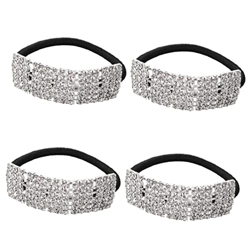 OSOLADY 4stücke Strass Haarbänder Für Damen Elastische Haargummis Knick Eleganter Pferdeschwanzhalter Vielseitig Einsetzbar Als Haaraccessoire Oder Armband Für Mädchen Und Frauen von OSOLADY