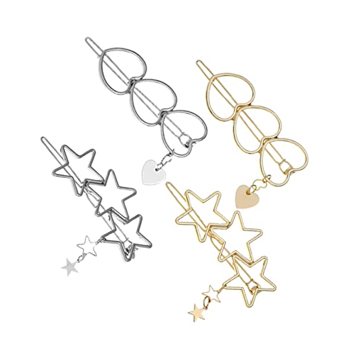 OSOLADY 4 Stück Stern und Herz Haarspangen Modischer Kopfschmuck Zarte Haarnadeln für Mädchen Seitliche Haarspangen für Besondere Anlässe und Täglichen Gebrauch von OSOLADY