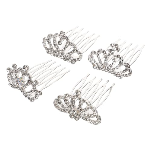 OSOLADY 4 Stück Teiliges Mädchen Diadem Haarkamm mit Funkelnden Strasssteinen Haarspangen für Party Hochzeit und Festliche Anlässe Sichere Befestigung für Kleine Prinzessinnen von OSOLADY