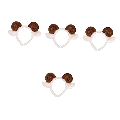 OSOLADY 4stücke Kaffeebraune Schafhorn Haarreif Elastischer Haarband Kopfschmuck Für Partys Kostüme Und Make-up Niedliche Tierohren Stirnband Für Erwachsene von OSOLADY