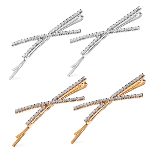 OSOLADY 4stücke Metall Haarspangen Mit Strass Für Damen Und Mädchen Haarnadeln Mit Kristallen Haarschmuck Für Party Hochzeit Und Alltag von OSOLADY