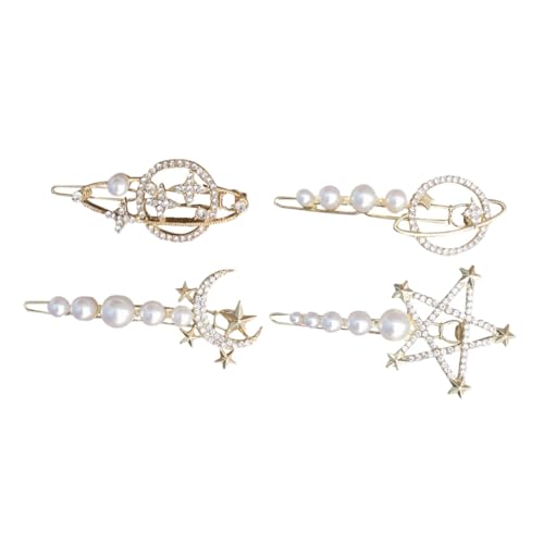 OSOLADY 4 Stücke Zarte Planet Mond Haar Barrettes Perle Side Clip Mädchen Haarschmuck OSOLADY 4 Stücke Zarte Planet Mond Haar Barrettes Perle Side Clip Mädchen Haarschmuck von OSOLADY