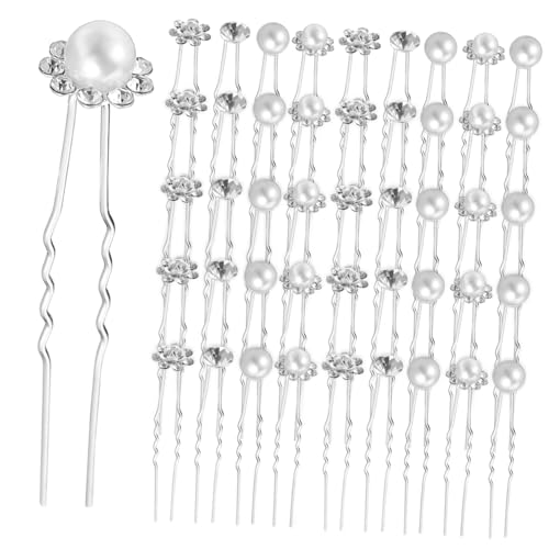 OSOLADY Elegante Haarnadeln für die Hochzeit 40 Stück Perlen-Haarnadelgabeln mit Strasssteinen für Braut-Haar-Accessoires OSOLADY Elegante Haarnadeln für die Hochzeit 40 Stück Perlen-Haarnadelgabeln mit Strasssteinen für Braut-Haar-Accessoires von OSOLADY