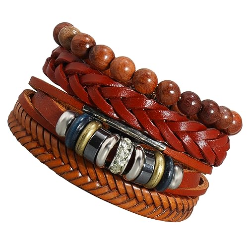 OSOLADY 4Stücke Handgefertigte Vintage Armbänder für Männer und Einzigartige Geflochtene Lederarmbänder im DIY Design für Strand Reisen und Besondere Anlässe von OSOLADY