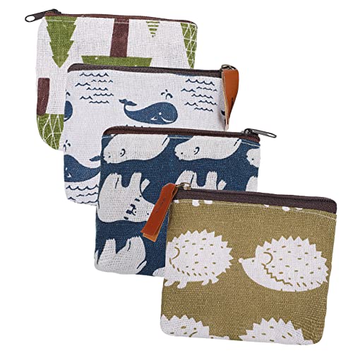 OSOLADY 4Stücke Reißverschlusstaschen mit Cartoon Muster Kosmetiktaschen aus Canvas für und Mädchen für Make Up Münzen und Mehr von OSOLADY