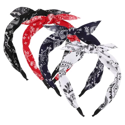 OSOLADY 4Stücke Retro Bogen Stirnbänder für Damen Modisches Haarschmuck Elastisches Haarband mit Hasenohr Design für Sommer Outfits und Freizeitaktivitäten OSOLADY 4Stücke Retro Bogen Stirnbänder für Damen Modisches Haarschmuck Elastisches Haarband mit Hasenohr Design für Sommer Outfits und Freizeitaktivitäten von OSOLADY