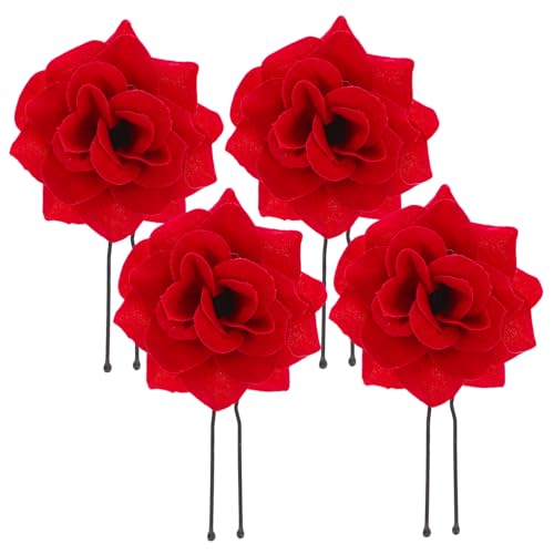 OSOLADY 4Stücke Retro Haarnadeln mit Kunst Rosenblüten Eleganter Haarschmuck für Damen Rot für Hochzeiten und Besondere Anlässe OSOLADY 4Stücke Retro Haarnadeln mit Kunst Rosenblüten Eleganter Haarschmuck für Damen Rot für Hochzeiten und Besondere Anlässe von OSOLADY