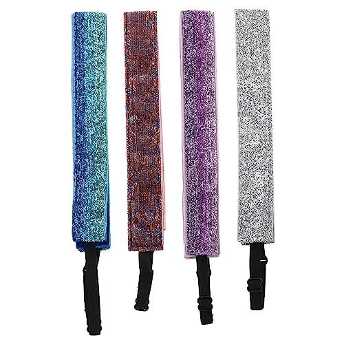 OSOLADY 4Stücke Sport Stirnbänder mit Glitzer Elastisches Haarschmuck für Sport und für Yoga Laufen Basketball und Flexibel Rutschfest von OSOLADY