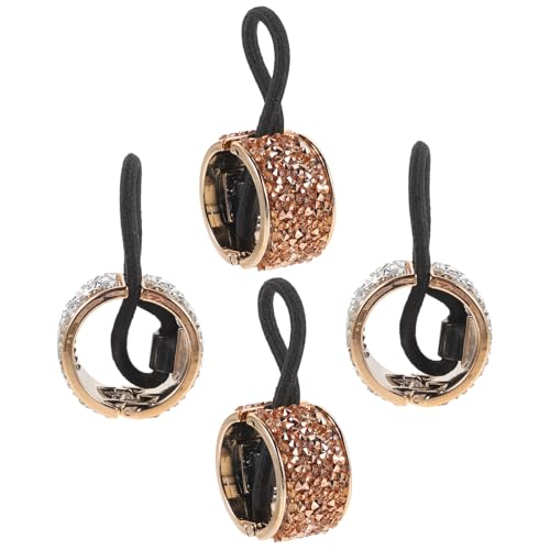 OSOLADY 4Stücke Strass Haargummis Elastische Haarseile für Kreative Pferdeschwanz Schnallen für und Mädchen Champagner und Silberfarbe Perfektes Haarpflegezubehör von OSOLADY