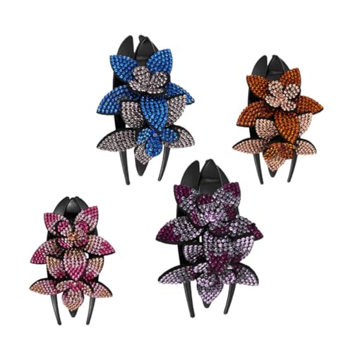 OSOLADY 4Stücke Strass Haarspange Blumen Clip Rutschfeste Haarklammern für Damen Champagner für Verschiedene Frisuren und Anlässe OSOLADY 4Stücke Strass Haarspange Blumen Clip Rutschfeste Haarklammern für Damen Champagner für Verschiedene Frisuren und Anlässe von OSOLADY