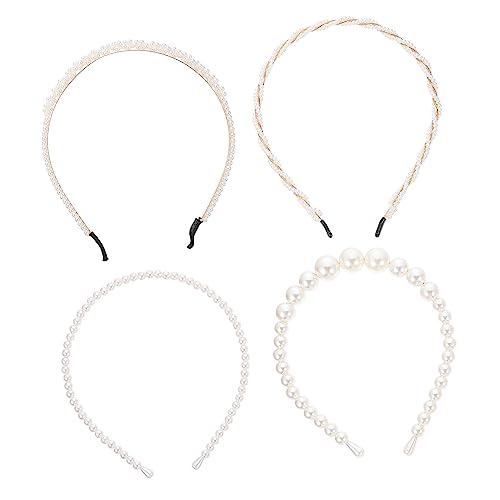 OSOLADY 4Stücke Teiliges Perlen Stirnband für Haarbänder für Hochzeiten und Partys Handgefertigtes Design Komfortabel und Elegant für Besondere Anlässe von OSOLADY