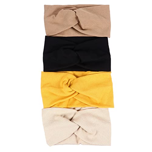 OSOLADY 4stücke Elastisches Haarband Für Damen Sport Yoga Stirnband Fitness Haarband Mit Kreuz Knoten Muster Haar-accessoires Für Training Und Alltag von OSOLADY