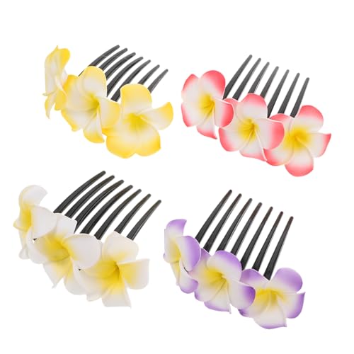 OSOLADY 4stücke Damen Haar Seitenspangen Plumeria Blume Haarkämme Dekorative Haar Accessoires Mädchen Haarnadeln von OSOLADY