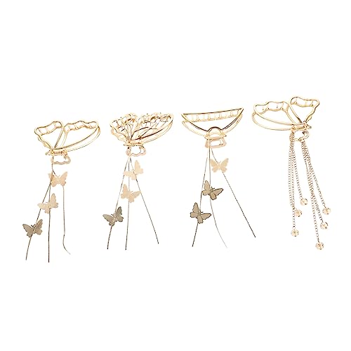 OSOLADY 4stücke Haarklammer Aus Metall Quasten-haarklammer Hohle Haarklammer Mädchen Haar Accessoire Kreative Quaste Haar Klaue Clip Metall Clips Stilvolle Quaste von OSOLADY