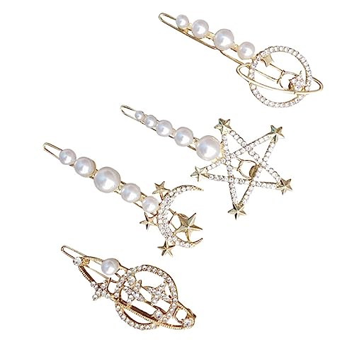 OSOLADY 4stücke Perlen Haarnadel Mit Seitlichem Clip Planet-mond-design Haarspange Für Frauen Und Mädchen Party-haarnadel Vielseitig Einsetzbares Haarzubehör Für Besondere Anlässe von OSOLADY